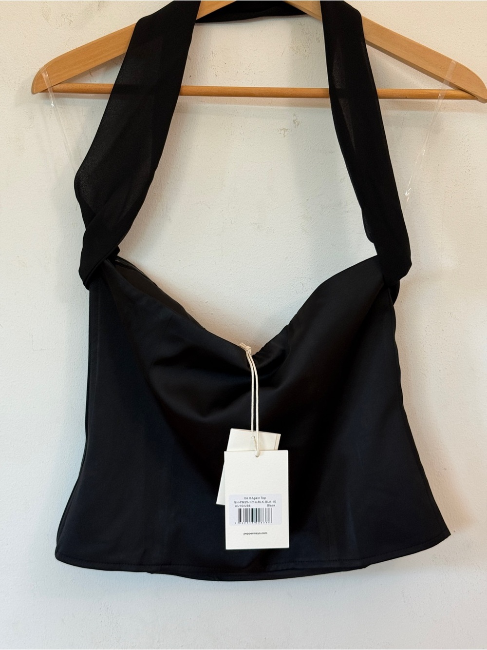 NWT Peppermayo Black Halter Cowl Neck Strapless Top M - Picture 5 of 7